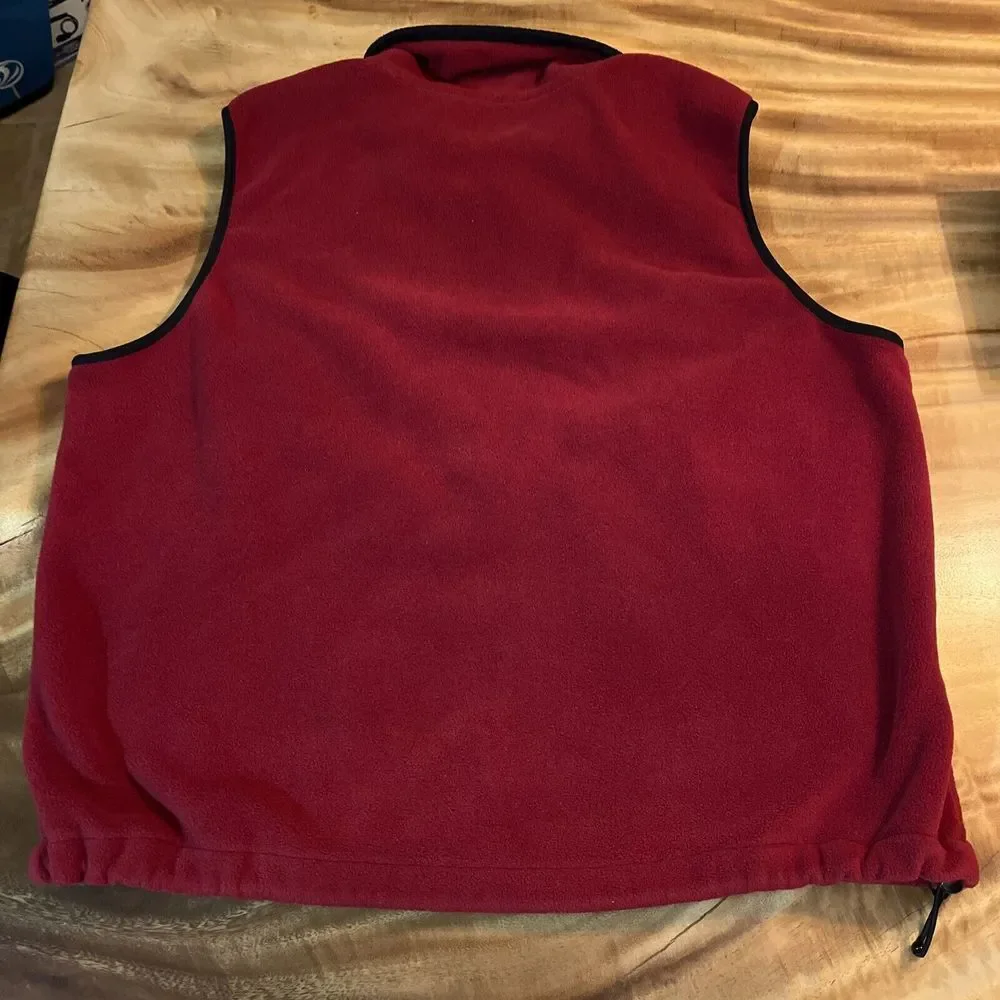 Eddie Bauer Jacket Men L Red Vintage Fleece Vest Full Zip USA‎ Polartec
